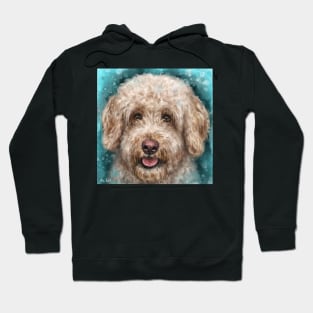 Contemporary Painting of a Gorgeous Goldendoodle Dog with Its Tongue Out Hoodie